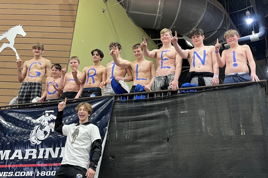 On February 10, the boys' wrestling team was captured supporting Rilen Pinkston at the state tournament last season.